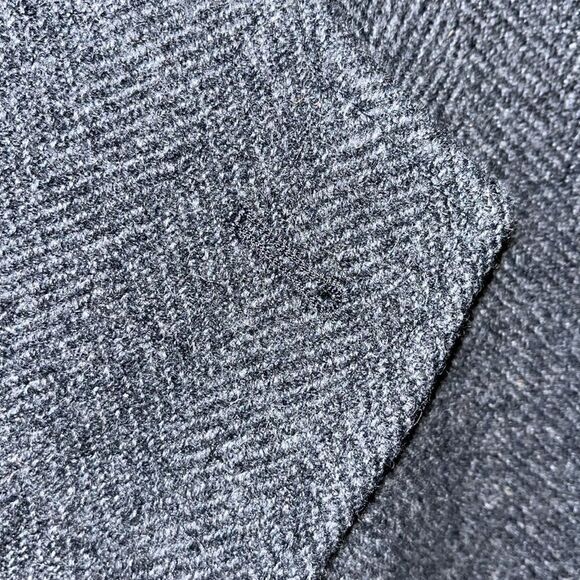 Herringbone Wool Gray Long winter Traditional 3 button Trenchcoat Overcoat XL - Picture 3 of 8